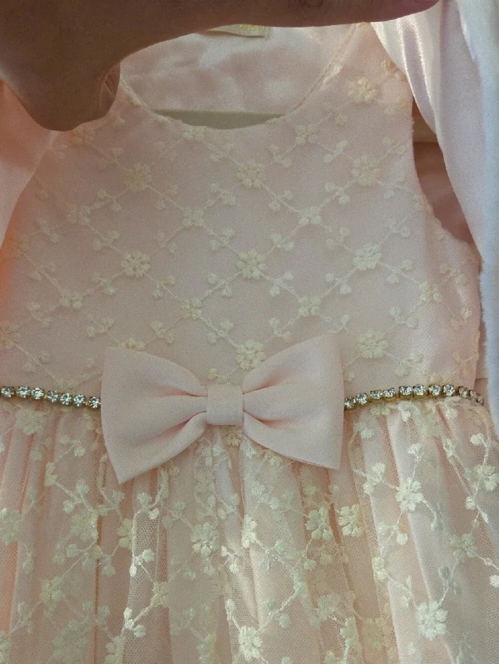 2 Piece American Princess Pink Lace Dress with Faux Fur Bolero